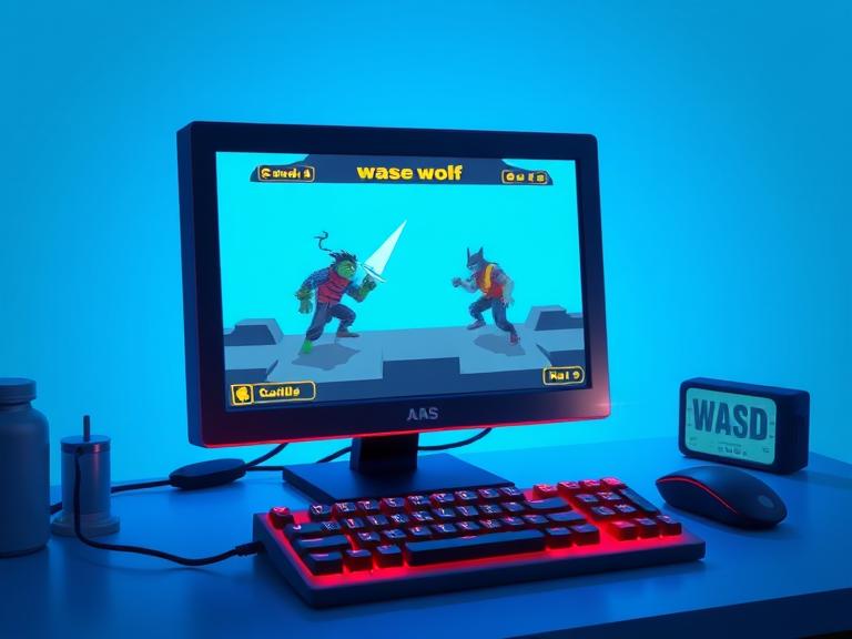 A computer screen showing a game with a goblin and a werewolf